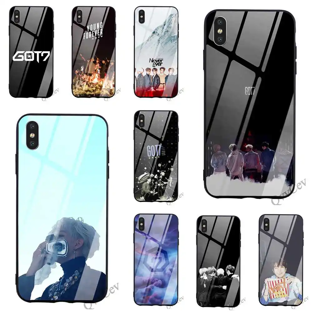 

Slim GOT7 Bands GOT 7 Tempered Glass Phone Cover for iPhone 8 Plus Case 6 6S XR Xs Max 11 pro X 7 5S 5 SE Shell