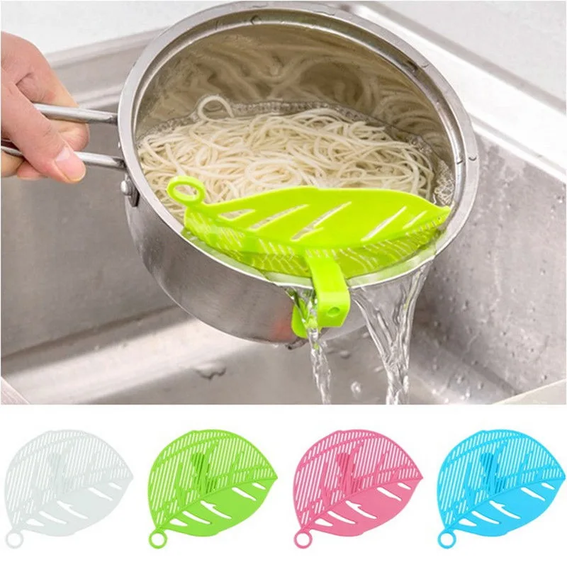 

QuickDone Plastic Rice Beans Leaf Shape Washing Sieve Creative Cleaning Gadget Kitchen Clips Tools Filtering Baffle