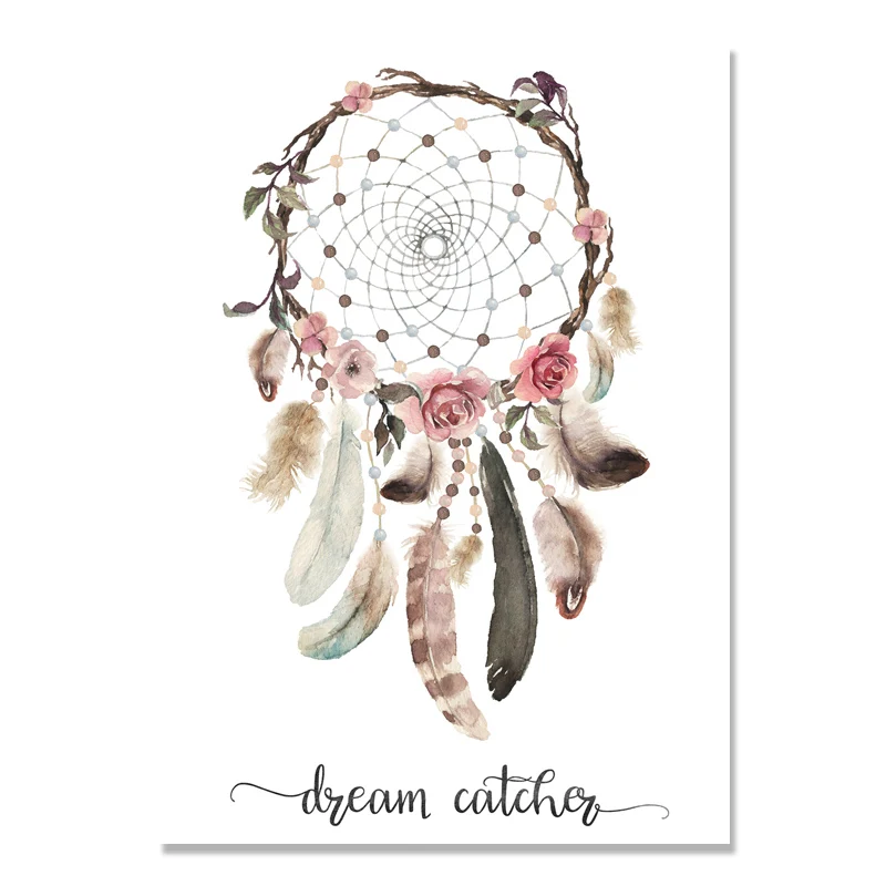 Dream-Catcher-Wall-Pictures-For-Living-Room-Flower-Good-Night-Nordic-Style-Kids-Decoration-Nordic-Poster
