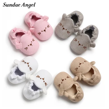 

Sundae Angel baby shoes first walkers infant Knit Slip-On Soft Sole Newborn shoes baby girl Ear Design Anti-slip prewalker