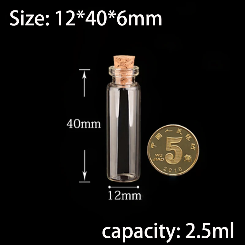 30 шт пустые прозрачные маленькие Стекло бутылки Контейнер для пробирок с пробками банки 0,5/1/1,5/2/2,5/5 мл - Цвет: 2.5ml