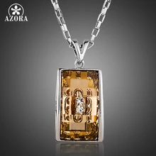 AZORA Stellux Cristal Austriaco Collar Colgante de Joyería de Moda Champagne Rectángulo TN0181