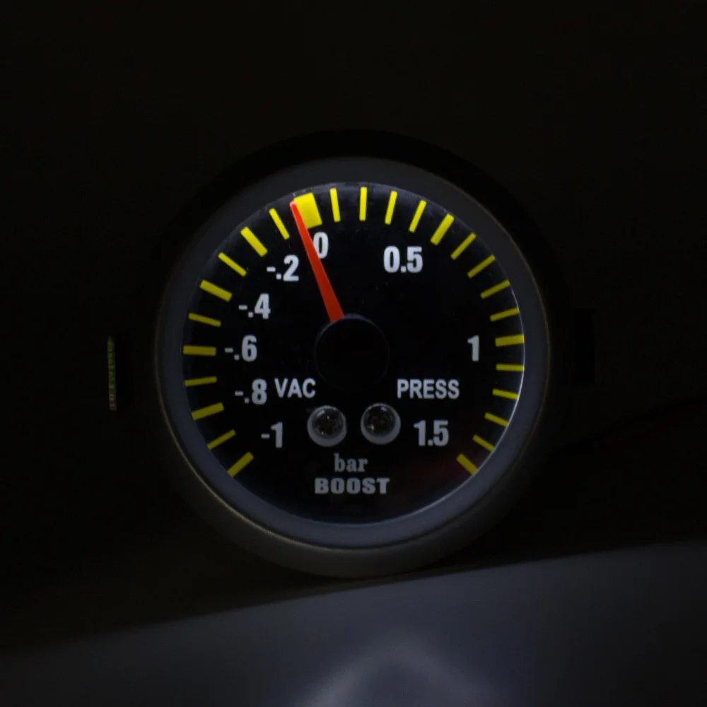 CNSPEED " 52 мм автоматический турбо Boost Gauge-1~ 1,5 бар с датчиком углеродного волокна для лица автомобильный Boost Meter Белый Светодиодный Turbo Kit YC100032