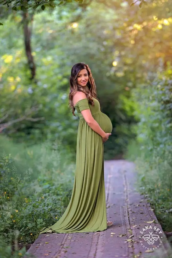 Maternity Photography Dress Plus Size Pregant Gown Hot Shoulderless Short Sleeve Stretch Vestidos Chiffon Maxi XL83 | Мать и ребенок