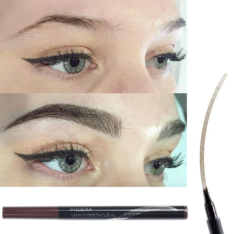 PHOERA водонепроницаемый карандаш для бровей Microblading бровей Татуировка Ручка Вилка кончик карандаш для бровей тонкая жидкость для зарисовок хна для бровей ручка