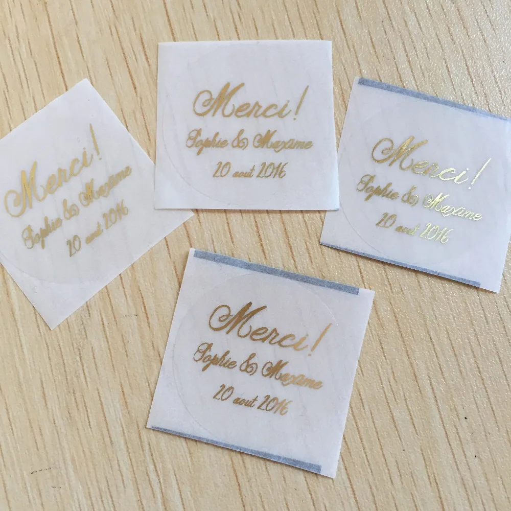 

3 cm French Wedding personalised name date label Thank you Merci favor gift bag stickers birthday party favor decoration seals