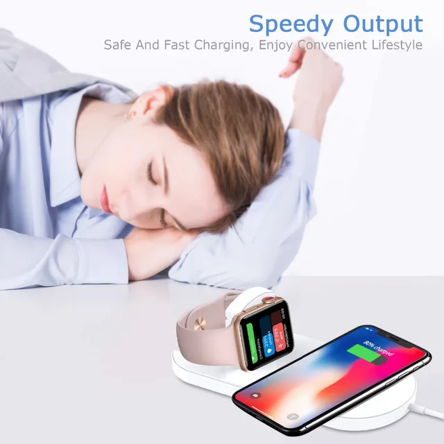 DCAE For iWatch 4 3 2 QI Wireless Charger For iPhone X 8 XS XR Quick Fast Charging Pad For Apple Watch Charger For Sumsang S9 S8
