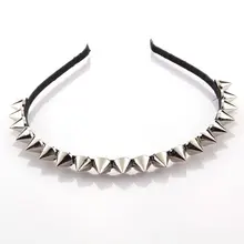 2017 NEW Silver Metal Stud Rivet Spike Headband Hair Head Band Punk Girl