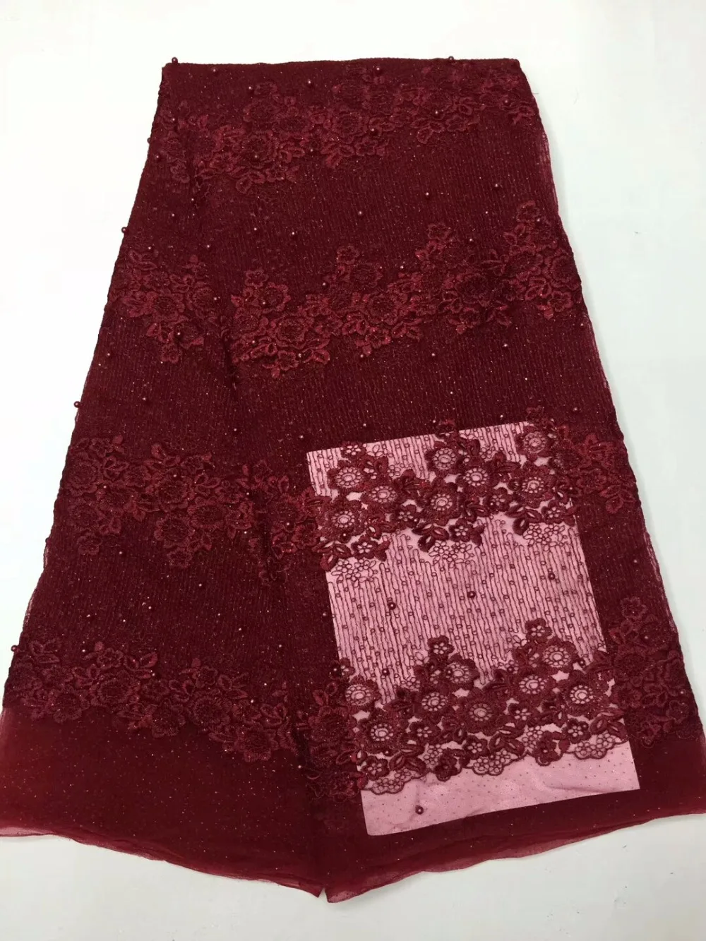 

2018 Latest African Lace Fabric With beads Embroidery Mesh Tulle Lace Fabric High quality net tulle lace jsda242