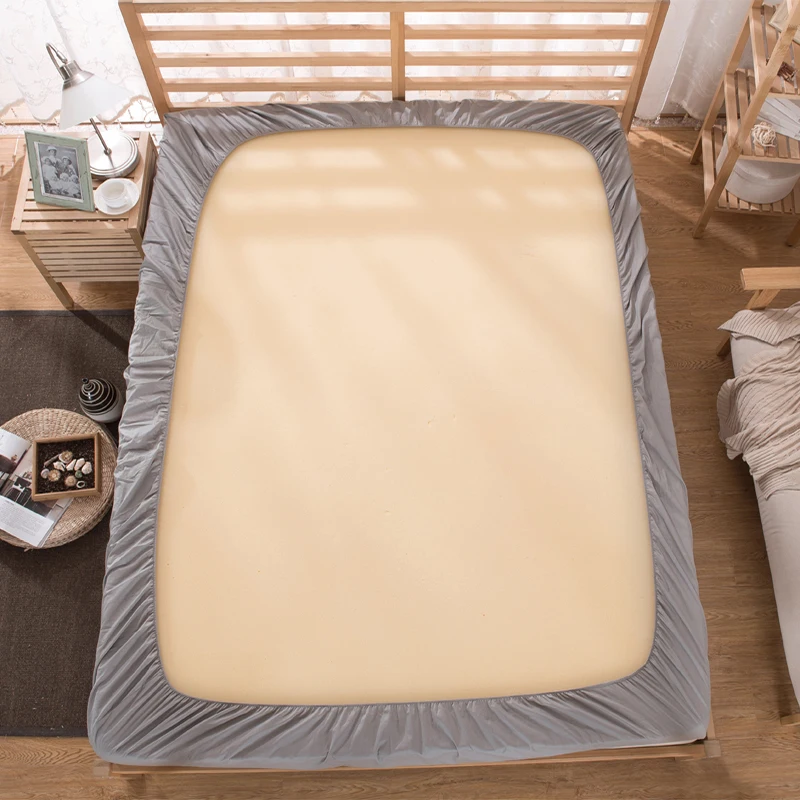Grey bed sheet fitted sheet with round elastic Plain bedding king queen size bed mattress cover bedsheet