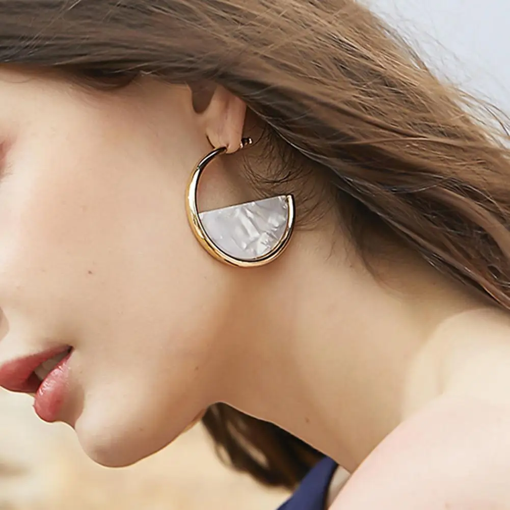 

Hot Fashion Semicircle Dangle Statement Hook Earrings Women Acrylic Party Jewelry