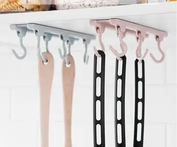 

1PC Kitchen Cabinet Wall Sticky Hook Kitchen Ceiling Cupboards Hanging Rack organizer 6 hooks Rod Wall Hook Kitchen Tool OK 0707