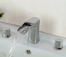 Deck Mount Double Handles Bathtub Basin Mixer Faucet Brass Waterfall Widespread Bathroom Tub Taps