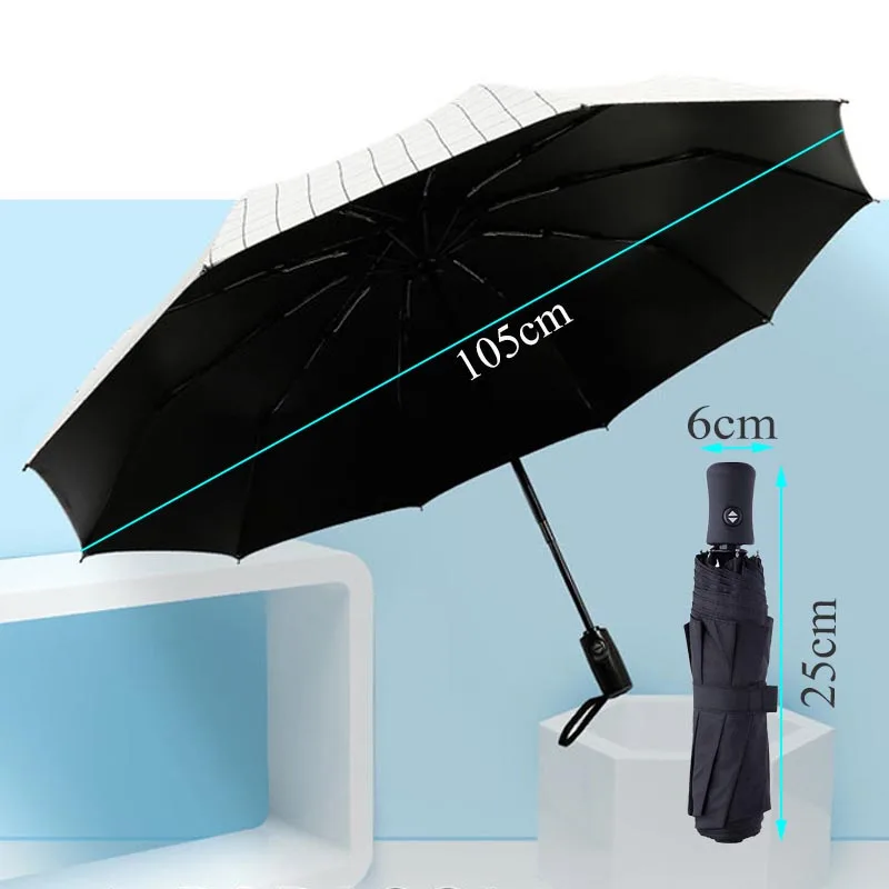 Модный с принтом трехслойный ветрозащитный автоматический зонт легко носить с собой женский анти-УФ солнцезащитный Зонт с черным покрытием