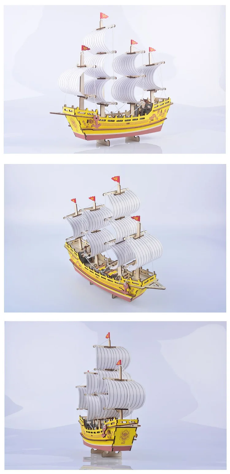 DIY лазерной резки 3D морской корабль деревянные головоломки обучения Развивающие игрушки игра сборки игрушечные лошадки для детей