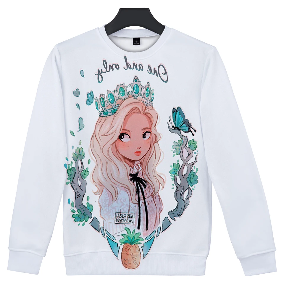 Loona 3D Толстовка Повседневная забавная Kpop с круглым вырезом Повседневная Kawaii Толстовка с длинным рукавом негабаритная одежда Kroean 2019 Женская