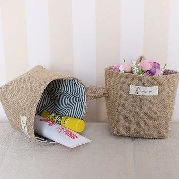 

Natural Burlap Flower Storage Baskets Rustic Jute Storage Bag Pouch Home Hanging Organizer
