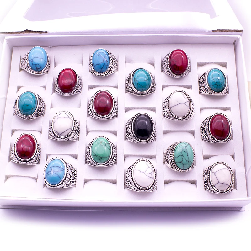 Женские винтажные кольца с камнями серебристого цвета 20 шт.|stone rings for women|stone ringfashion