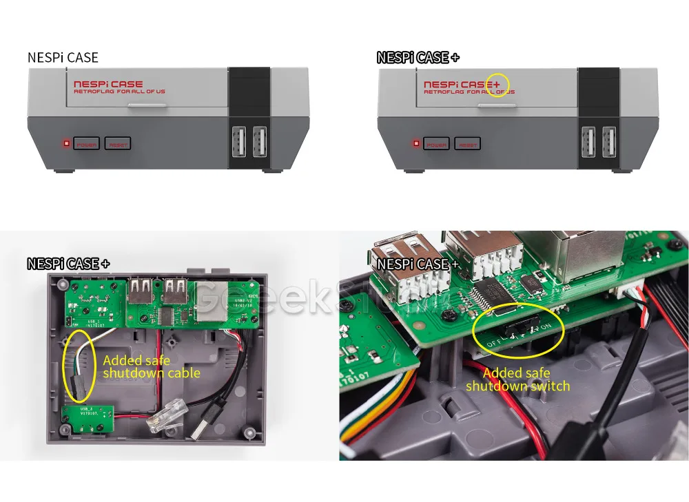 Чехол NESPi+ плюс комплект с 2 шт 2,4 GHz беспроводными геймпадами+ опционально 16G/32G Micro SD карта+ опционально плата Raspberry Pi 3