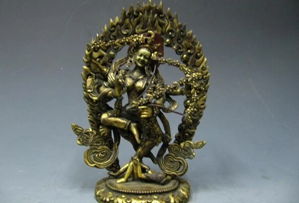 

song voge gem S0892 9 Tibetan Buddhism Pure Bronze Copper 24K Gold Gild Kurukulla Buddha Statue