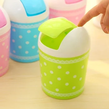 

Gorgeous Colors Lace Wave Point Desktop Storage Bucket Fashion Mini With Lid Trash Can 3 Colors Waste Bin JJJSN10718