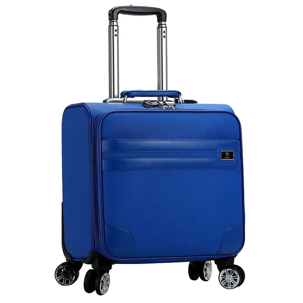 Модный чемодан из искусственной кожи, чемодан на колесиках, Мужской и Женский, универсальный, колеса, ручка из алюминиевого сплава, тележка, пароль, Дорожный чемодан - Цвет: blue 2