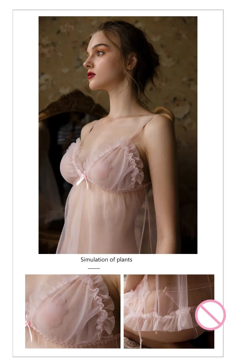 Французский Женский сказочный розовый перспективный юбка невесты с рюшами сексуальный удобный мягкий комплект ночного белья
