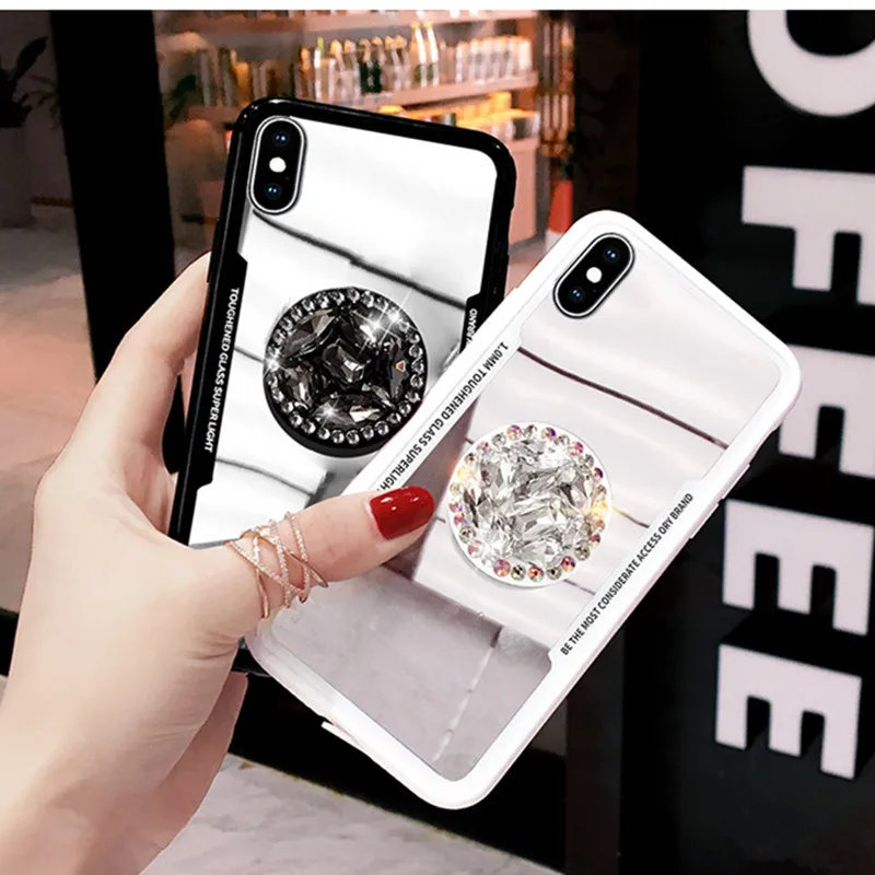 

Luxury Bling Diamond Bracket Rhinestone Crystal Mirror Soft Case Cover For iPhone 7 8 Plus 6Plus for iPhone 11 Pro Max XR Xs Max