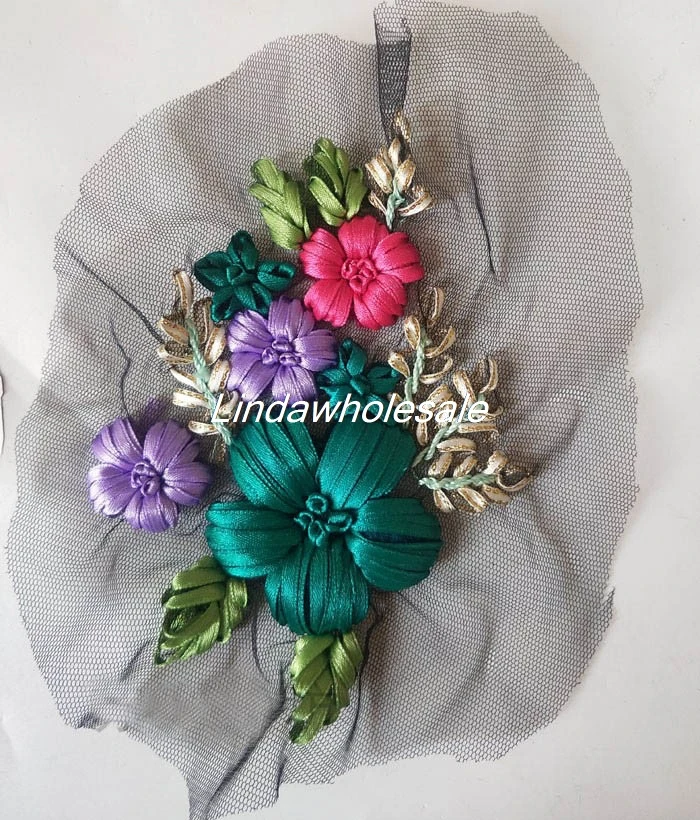

High-grade Ribbon embroidery Cloth Patch Bag Hat Skirt Decoration,patches for clothing