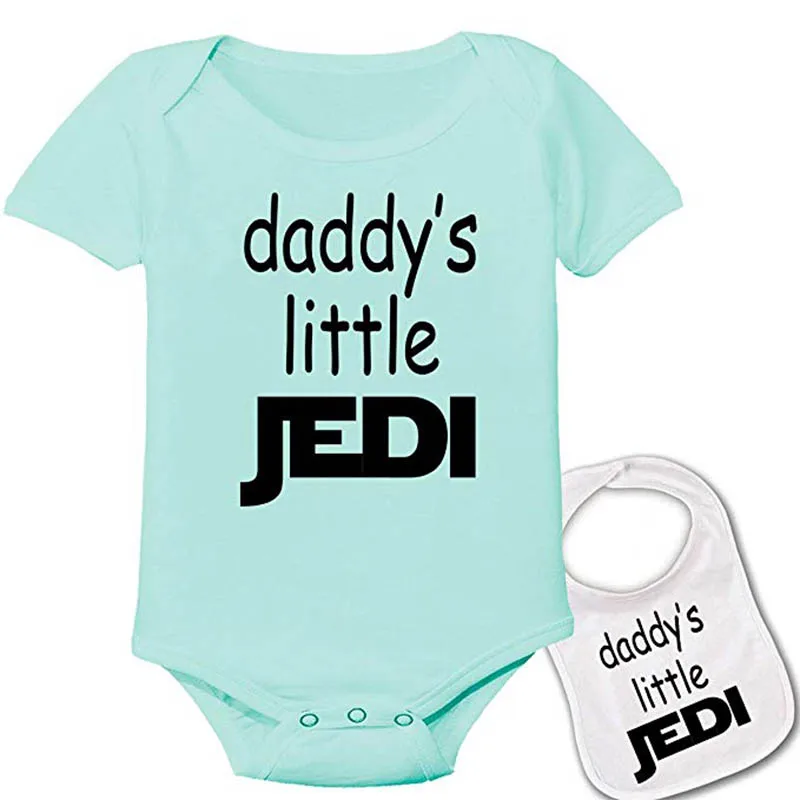 

Culbutomind Unisex Infant Daddy Little Jedi Custom Star Wars Baby bodysuit Matching bib Set