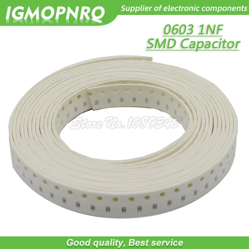 

200pcs 1nF X7R precision 10% 50V 0603 102 SMD Thick Film Chip Multilayer Ceramic Capacitor
