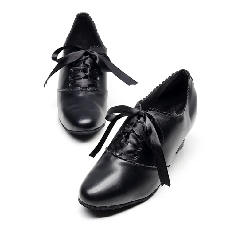 

5cm 7cm Black Ladies Dancing Woman Microfiber Latin Dance Sandals Shoes