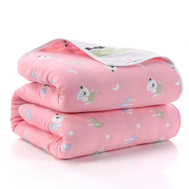 Детское стеганое одеяло на весну и лето, новинка года, двойное, с принтом, крутое, моющееся, однослойное, дышащее, стеганое, 110*110 см, хлопок - Цвет: pink dog
