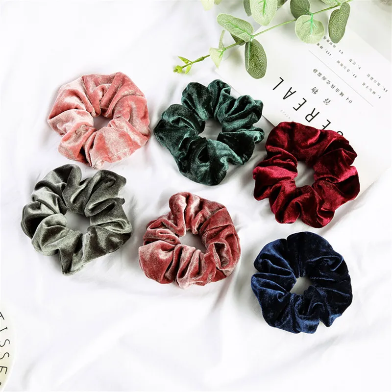 Women's Classy Velvet Scrunchies Solid Hair Ring Ties-Style2