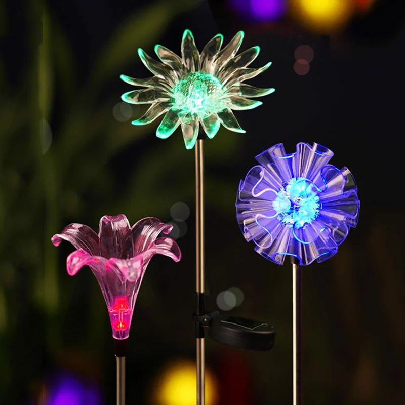 

3 Pcs LED Solar Lights Solar Powered Flower Lamps Waterproof Decor Landscape for Outdoor Garden Yard JDH99