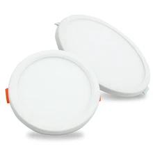 Светодиодный светильник, AC85-265V, ультратонкий встраиваемый светильник для помещений, круглый светодиодный светильник, белый корпус, круглый светильник