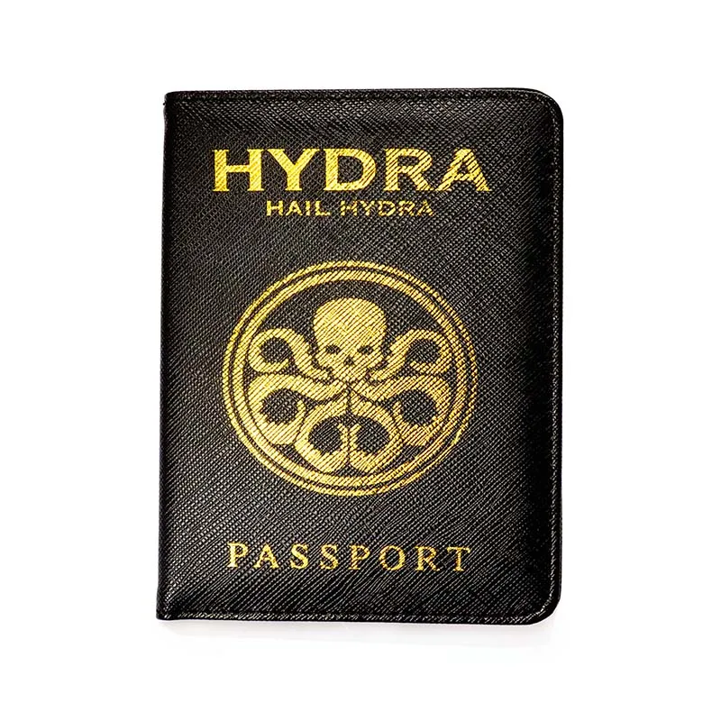 Marvel Мстители Обложка для паспорта Rfid Блокировка кожа Hydra Обложка для паспорта многофункциональный щит для путешествий Чехол для паспорта - Цвет: Черный