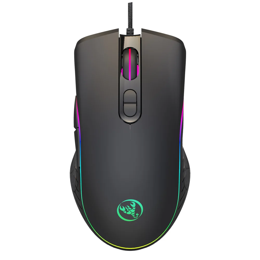 

HXSJ new 7 button RGB light wired mouse adjustable DPI esports game player office PC notebook for black mice