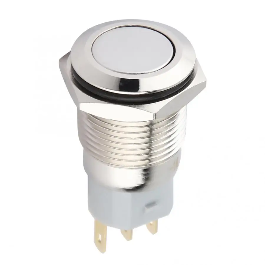 

40pcs Button Switch 16mm Metal Momentary Push Button Switch Auto Reset Flat Head 3-Pin Light Switch