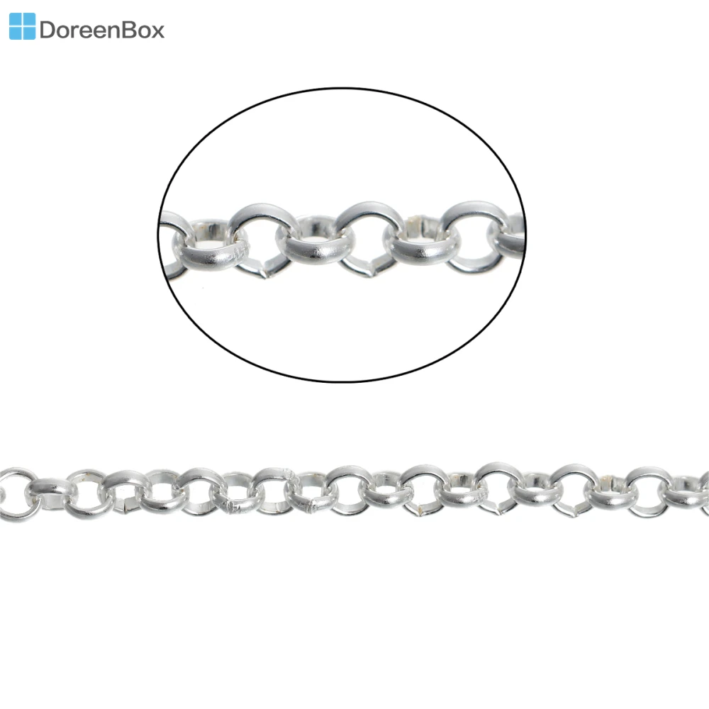 

Doreen Box Lovely 400cm Silver color Link Chains Findings 3*4mm (B02480)