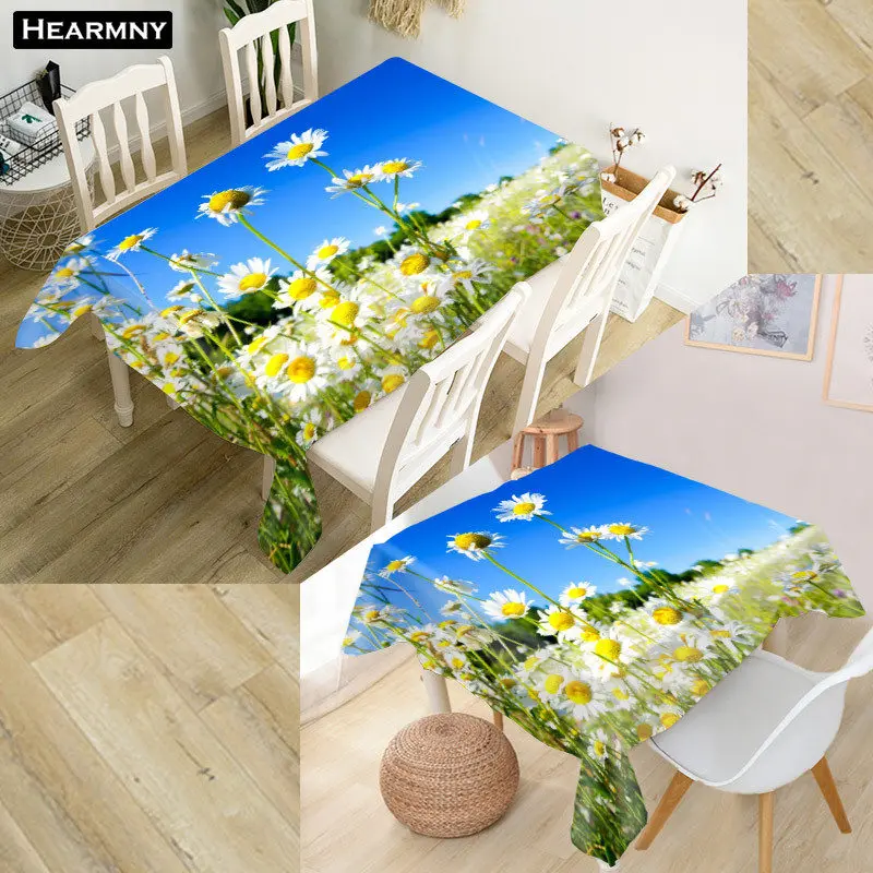 

Custom Daisy Tablecloth New Year Decorations Home Rectangular Party Table Covers Office Plain More Size Kitchen Dining Table