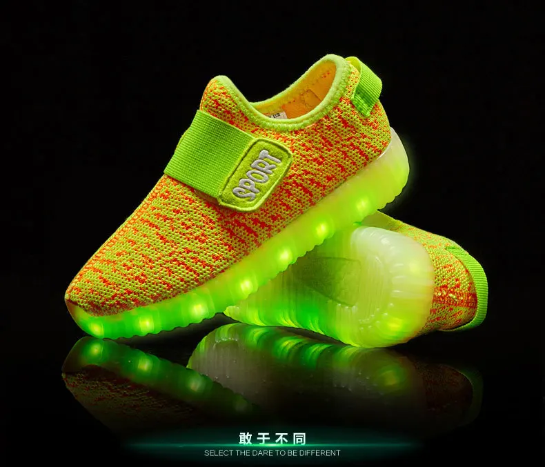 Size 25-37 Kids Led USB Recharge Glowing Shoes Children's Hook Loop Shoes Children's Glowing Sneakers Kids Led Luminous Shoes