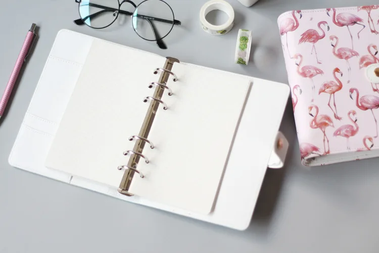 Waterproof PVC Pouch Document Filing Bags Harphia 14PCS Binder Pockets A6 Size 6 Holes Binder Zipper Folders for 6-Ring Notebook Binder Loose Leaf Bags
