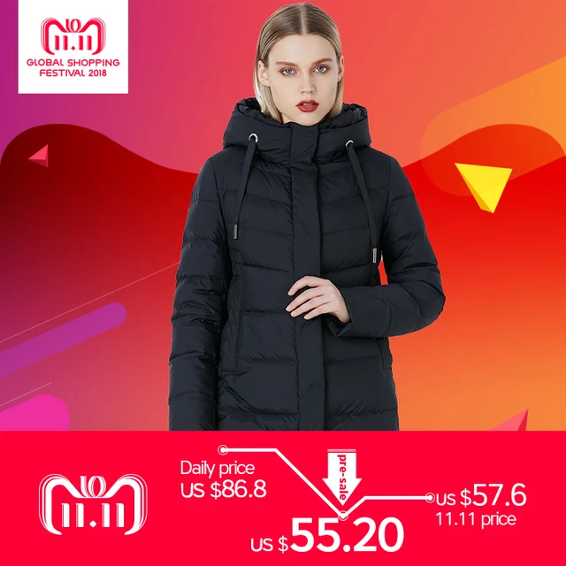 MIEGOFCE 2018 Зимняя женская куртка зима верхняя одежда био-пух пришитый капюшон утепленное женское пальто качественная и удобная верхняя одежда зимний сезон
