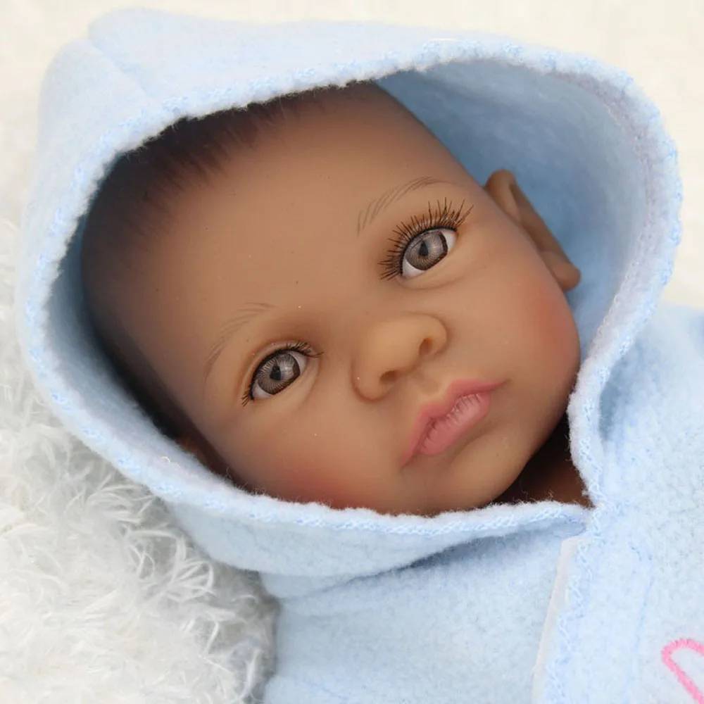 10 дюймов 25 см полный силикон Возрожденные куклы живые реалистичные африканские американские настоящие куклы реалистичные Мини черные дети Возрожденные младенцы