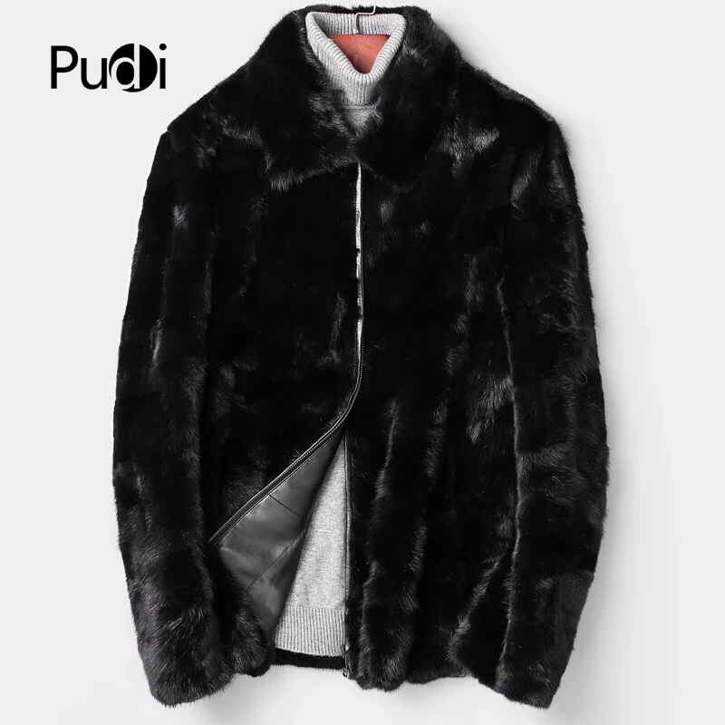 PUDI 2019 зимние Для мужчин новая мода натуральный мех норка меховая жилетка куртка