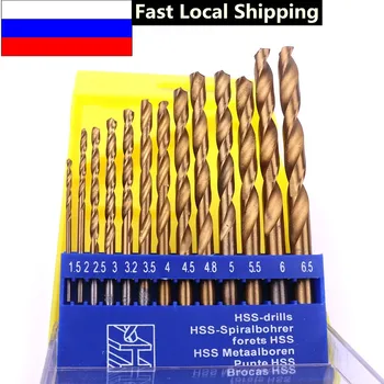 

Professional 13Pcs Drill Bit 1.5-6.5mm HSS Metric Titanium Coated Twist Drill Bits Set Round Shank Quick Change Drilling Tools