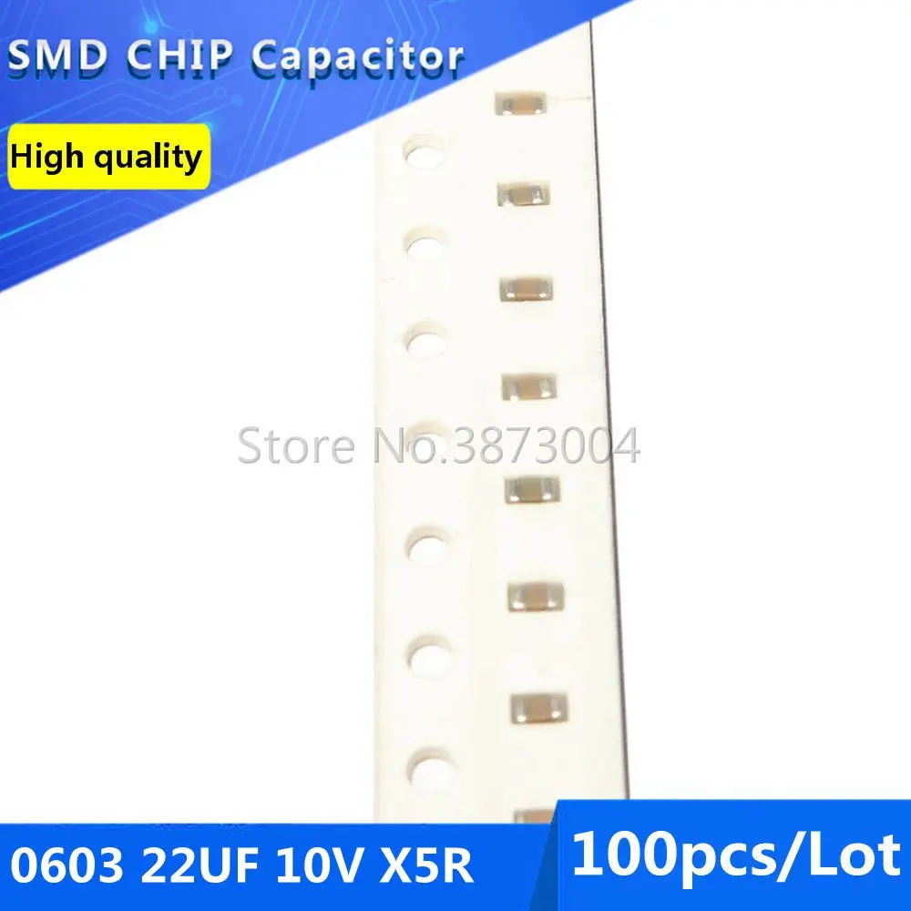 

100pcs 0603 22UF 10V X5R 20% SMD Chip Capacitor