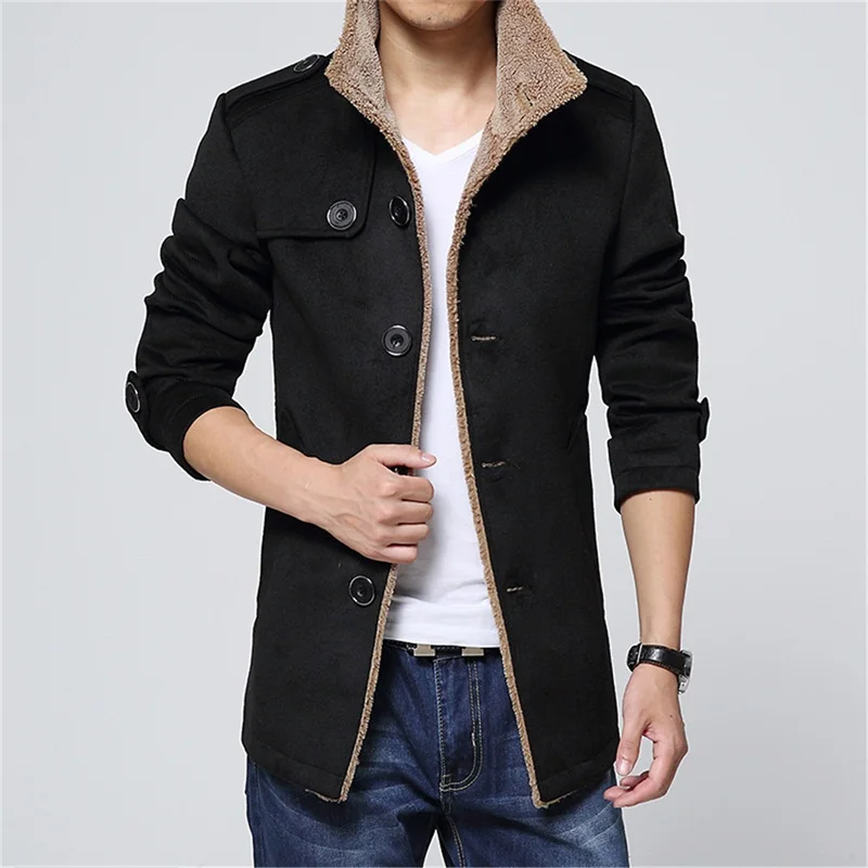 High Quality Fashion Brand Wool winter Jacket Long Trench Coat for Men Slim Fit Male Overcoat Thick Khaki trenchcoat Windbreaker
