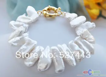 

Wholesale free shipping >>P4227 8" 22mm White Dens Biwa Freshwater Pearl Bracelet